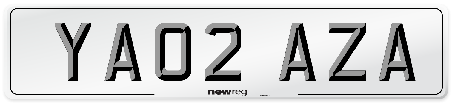 YA02 AZA Number Plate from New Reg